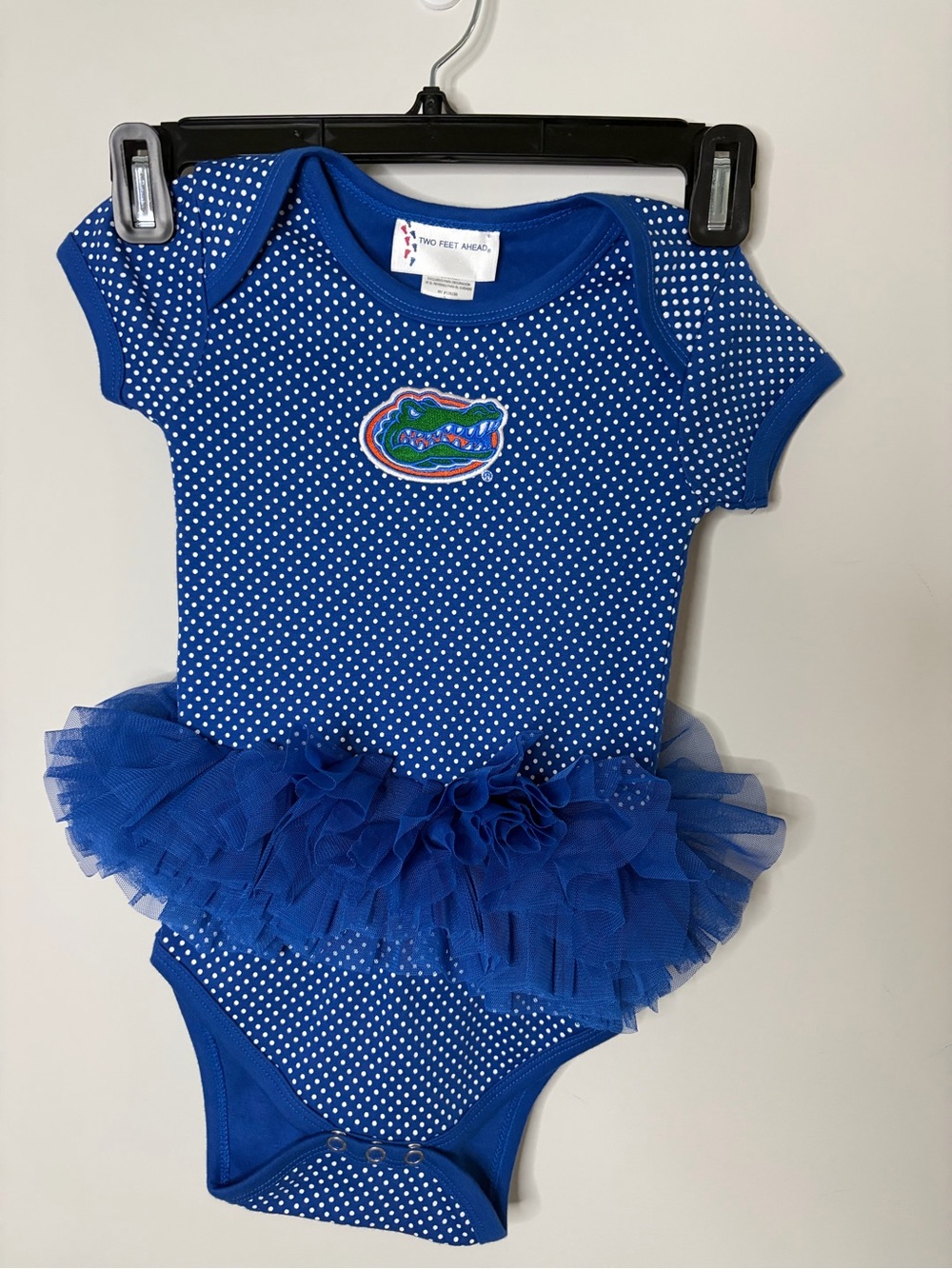 Florida Gators Blue Polka Dot Tutu Baby Onesie Size 18 months